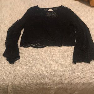 Black lace crop top